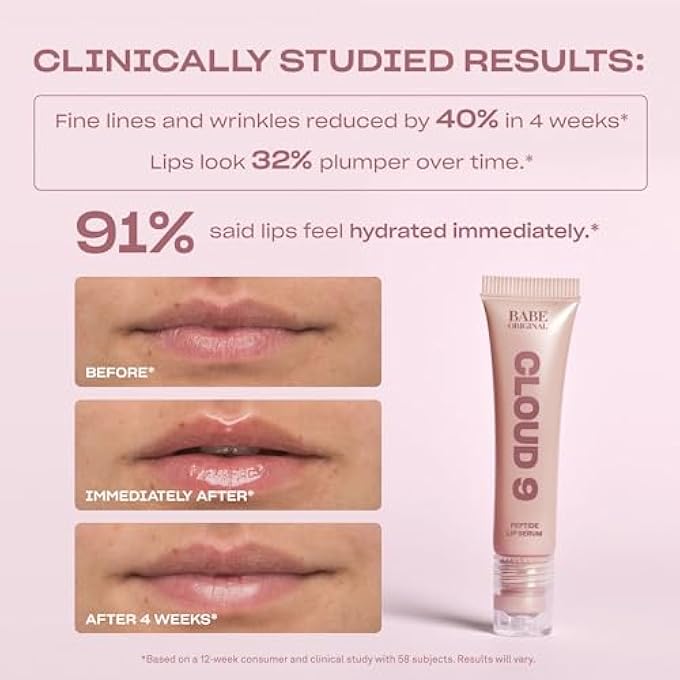 BABE ORIGINAL CLOUD 9 PEPTIDE LIP SERUM | DAILY LIP TREATMENT WITH CLOUDBERRY OIL, MUSHROOM EXTRACTS, HYALURONIC ACID FOR DRYNESS & FINE LINES | SMOOTHING & HYDRATING LIP MOISTURIZER | VEGAN LIP CARE - Image 2